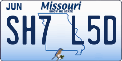 MO license plate SH7L5D