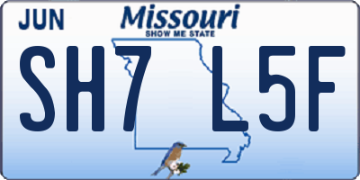 MO license plate SH7L5F