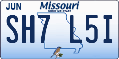 MO license plate SH7L5I