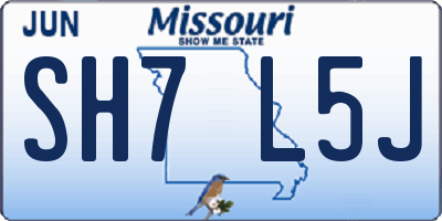 MO license plate SH7L5J