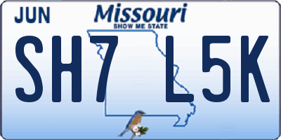 MO license plate SH7L5K