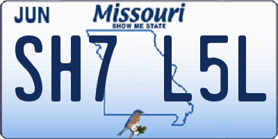 MO license plate SH7L5L