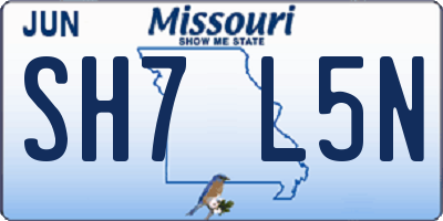 MO license plate SH7L5N