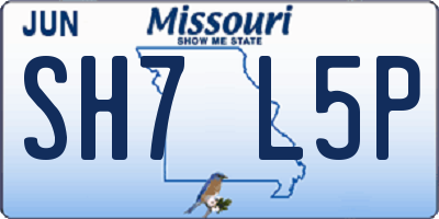 MO license plate SH7L5P