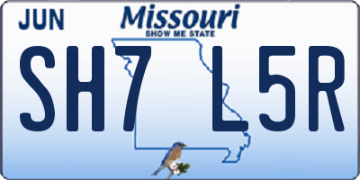 MO license plate SH7L5R