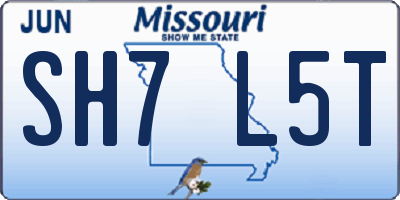 MO license plate SH7L5T