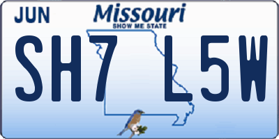 MO license plate SH7L5W