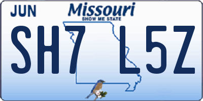 MO license plate SH7L5Z