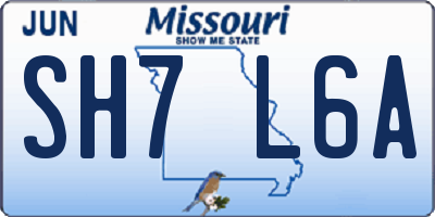 MO license plate SH7L6A