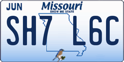 MO license plate SH7L6C