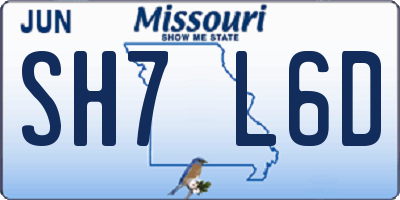 MO license plate SH7L6D