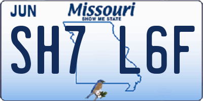 MO license plate SH7L6F