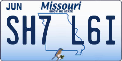 MO license plate SH7L6I