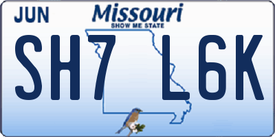 MO license plate SH7L6K