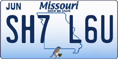 MO license plate SH7L6U