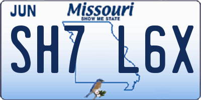 MO license plate SH7L6X