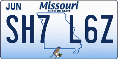 MO license plate SH7L6Z