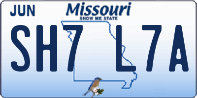 MO license plate SH7L7A