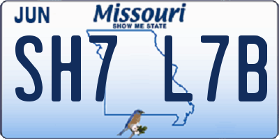 MO license plate SH7L7B