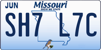 MO license plate SH7L7C
