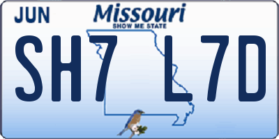 MO license plate SH7L7D