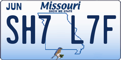 MO license plate SH7L7F
