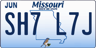 MO license plate SH7L7J