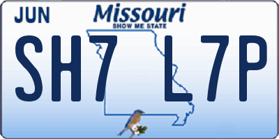 MO license plate SH7L7P