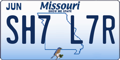 MO license plate SH7L7R