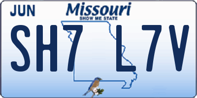 MO license plate SH7L7V