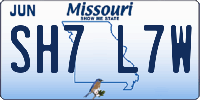 MO license plate SH7L7W