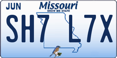 MO license plate SH7L7X