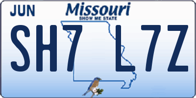 MO license plate SH7L7Z