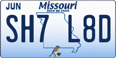 MO license plate SH7L8D