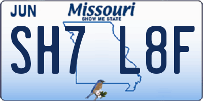 MO license plate SH7L8F
