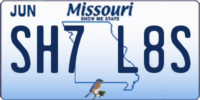 MO license plate SH7L8S