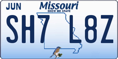 MO license plate SH7L8Z