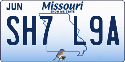 MO license plate SH7L9A