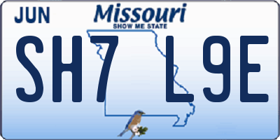 MO license plate SH7L9E