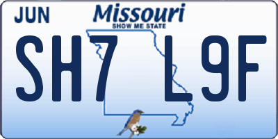 MO license plate SH7L9F