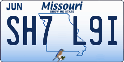 MO license plate SH7L9I