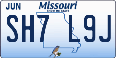 MO license plate SH7L9J