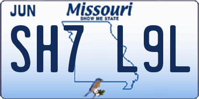 MO license plate SH7L9L