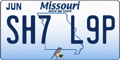 MO license plate SH7L9P