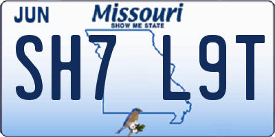 MO license plate SH7L9T