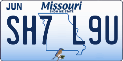 MO license plate SH7L9U