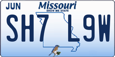 MO license plate SH7L9W