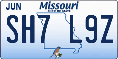 MO license plate SH7L9Z