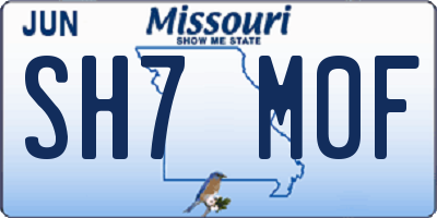 MO license plate SH7M0F
