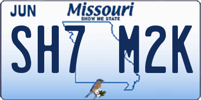 MO license plate SH7M2K